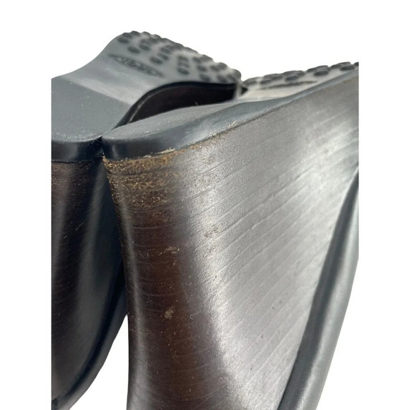 TOD'S Womens size US 7 Black Leather Platform Wedge Shoes Strap EU 37 Dust Bag - Picture 14 of 16